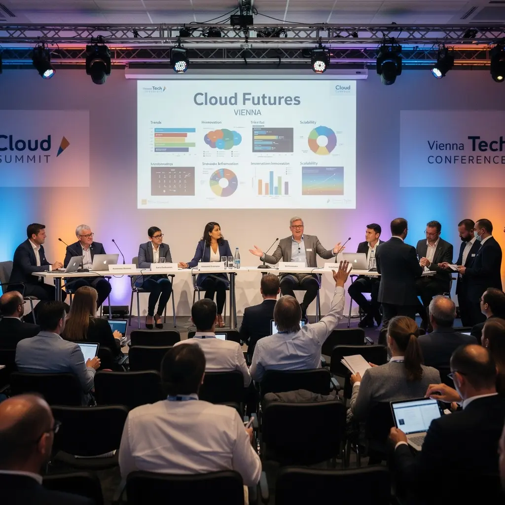 Eine Gruppe von Studenten arbeitet an ihrem Laptop und diskutiert über Cloud-Architektur-Projekte.